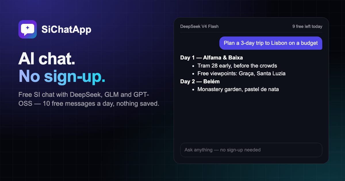 SiChat: AI chat with no sign up, free SI models in your browser